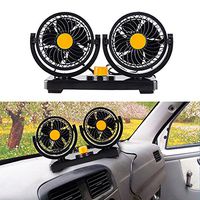 Car Fans Electric Auto Cooling Fan 4.5-Inch Double-Headed Two-Speed High-Speed 24V Dual Gear Speed Auto Mini Electric Adjustable Car-Mounted Head Double Headed Portable Cool Air (12V, Orange)