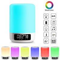 Night Light Bluetooth Speaker, Touch Sensor Bedside Table Lamp with Digital Alarm Clock, LED Color Changing Portable MP3 Player Gifts for Kids Teens Bedroom Party