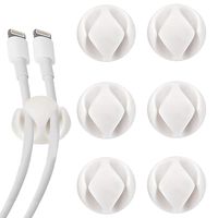 Cable Clips - Cord Organizer - Cable Management - Wire Holder - 6 Pack Self Adhesive Cord Hooks - Home, Office, Cubicle, Car, Desk Accessories - Gift Ideas Men, Women, Dad, (Double 3M Adhesive White)