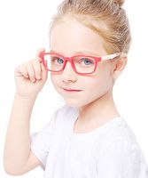 Kids Blue Light Glasses with Strap Computer and Gamer Eyewear Anti-Glare Protection Anti-Fatigue Anti UV Glasses for Smartphone Screens,Computer Or Tv Boys Girls Age 2-6 (Red and White Frame)