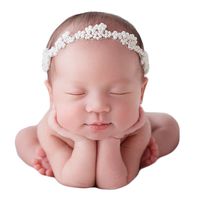 Zeroest Baby Photography Props Pearl Headband Newborn Photo Prop Rhinestone Hair Accessories White