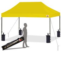 ABCCANOPY Pop up Canopy Tent Commercial Instant Shelter with Wheeled Carry Bag, Bonus 4 Canopy Sand Bags, 10x15 FT (Yellow)