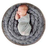 Miss Callory Newborn Photography Props Blanket Basket Braid Wool Wrap Newborn Baby Photography Props(Grey)