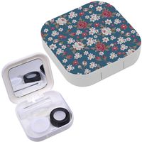 Portable Contact Lens Case Box Travel Kit Mirror + Bottle + Tweezers Container Holder [ Vintage Floral Gift ]