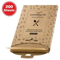 200 x Parchment Paper Sheets - No Curl, No Tear, No Burn Baking Paper (16 x 12 inch) - Precut Parchment Paper For Baking - No Chemical Unbleached Parchment Paper - Cookie Paper Baking Sheets