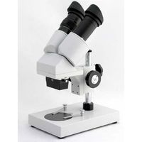 AmScope SE204-PY Portable Binocular Stereo Microscope, WF10x and WF15x Eyepieces, 20X and 30X Magnification, 2X Objective, Ambient Lighting, Reversible Black/White Stage Plate, Pillar Stand
