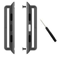 Linwood Metal Alloy Band Clasps/Lugs for Apple Watch, Stainless Steel Adapter Iwatch Band Adapter Strap Connector with Screwdriver for Apple Watch Series 1 Series 2 Series 3 (38mm, Black)