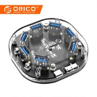 ORICO USB Hub, 7 Port USB3.0 Transparent HUB with Dual Power Supply & 1M USB A to Micro B Cable, Support Windows, Mac OS, Linux Systems etc