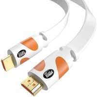 Flat HDMI Cable 30 Feet Postta 4K HDMI2.0 Cable Support 4K(2160P),3D,1080P,Ethernet,Audio Return(White-Orange)