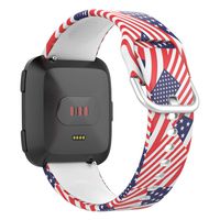 UMTELE Sport Bands Compatible with Fitbit Versa, Soft Silicone Wristbands Fadeless Pattern Printed Replacement Floral Band Compatible for Men and Women-Large, American Flag