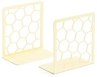 GEOMOD Decorative Geometric Honeycomb Metal Bookends (Yellow, 1 Pair) Book Ends for Tables, Desks, Shelves