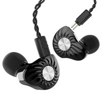 RevoNext RX8 in Ear Monitor,Dual Driver 1DD+1BA HiFi Wired Earbuds with 2 Pins 0.78mm Detachable Cable(Black no mic)