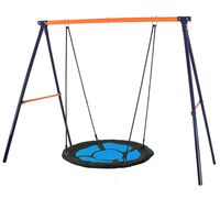 SUPER DEAL Swing Set, 40" Kids Web Tree Swing Saucer Swing + 72" All-Steel All Weather Stand Combo (Blue, XXL)