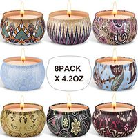 Arosky 8 x 4.2 Oz Scented Candles Set, Natural Aromatherapy Soy Wax Candle in Portable Travel Tin for Women