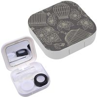 Portable Contact Lens Case Box Travel Kit Mirror + Bottle + Tweezers Container Holder [ Flowers Bird Cages ]