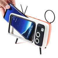 Peedeu Retro TV Bluetooth Speaker Mobile Phone Holder,Portable Wireless Speakers,AUX FM Bluetooth Optional,3D Stereo Sound TF Card Slot USB Port Compatible for iPhone/Android