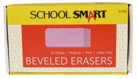 School Smart 077355 Medium Pink Beveled Eraser, Pack of 12