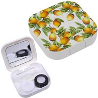 Portable Contact Lens Case Box Travel Kit Mirror + Bottle + Tweezers Container Holder [ Lemons ]