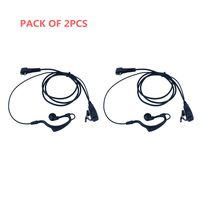 KEYBLU Police Earpiece Headset with PTT Mic for 2-pin G Shape Motorola Radio (Pack of 2)