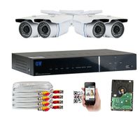 GW Security 4CH HD DVR Security System, QR-Code Connection, 4 Day Night 2400TVL High Resolution Weatherproof Dome Cameras CCTV Surveillance System 1TB HDD