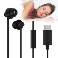 Type C Headphone-GOOJODOQ in-Ear Sleep Earbuds,USB C Headphones with Mic Noise Cancelling Earbuds Compatible with 2018 New iPad Pro/MacBook, Google Pixel2/XL, Huawei USB C Phones