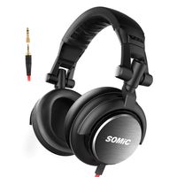 SOMIC MM185 Foldable Over Ear Music DJ Headphones, Headsets Noise Cancelling Bass Hi-Fi Light-Weight Stereo Isolation Earphone for Studio Monitoring and Mixing