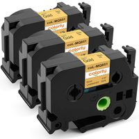 24mm 0.94 Inch Laminated Gold, Compatible with Brother P-Touch TZe-MQ851 TZ Label Tape Black on Matt Gold, Work with Brother P-Touch Label Maker Model PT-D600 PT-D600VP PT-P700 PT-2430PC, 3Pack