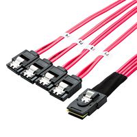 CableCreation 2-Pack Mini SAS 36Pin (SFF-8087) Male to 4 SATA 7Pin Female Cable, Mini SAS Host/Controller to 4 SATA Target/Backplane, Red Color 0.5M