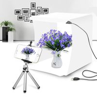Duo Lu Tong Mini Photo Studio Box, Portable Shooting Tent Box,Small and Compact White Bright Led Light Box with 20 LED Lights + 6 Backdrops for Product Display (24x23x22cm)