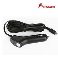Car Charger with USB Port - Amacam CC2. Long Cable 3.5 Metre with Straight Female Micro USB Connector. Suitable for Car Dash Cameras. Sat Navs and Other Android Devices. Premium Power Supply Lead.