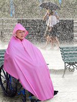 AdirMed Wheelchair Waterproof Poncho with Hood - Rain Protection Cape - Water & Tear Resistant Polyester Cover - Over Knee Coverage - Secure Neck Closure - One Size Fits All - Pink