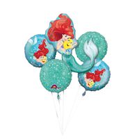 Disney Little Mermaid Foil Balloon Bouquet, Pack of 5