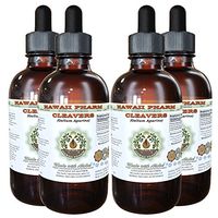 Cleavers Alcohol-Free Liquid Extract, Organic Cleavers (Galium aparine) Above-Ground Parts, Organic Dried Glycerite Hawaii Pharm Natural Herbal Supplement 4x4 oz