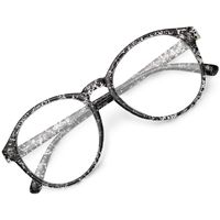 GAOYE Computer Blue Light Blocking Glasses for Women Men,TR90 Lightweight Oversized Round Frame UV Filter Lens Protection (Black+Flower Printed)