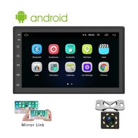Double Din Android Car Stereo with GPS 7 Inch Capacitance Touch Screen FM Radio Reciever Supports Mirror Link for iOS/Android Phones WiFi Connect + Backup Camera
