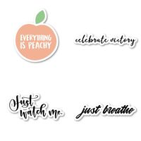Everything is Peachy Just Breathe Just Watch Me Celebrate Victory Sticker Pack Inspirational Stickers - 4 Pack - Laptop Stickers - for Laptop, Phone, Tablet Vinyl Decal Sticker (4 Pack) S211295
