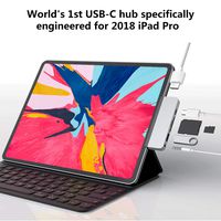 HyperDrive USBC Hub Adapter 6-in-1 Dongle with USB C PD Charging, 4K HDMI, USB 3.0, 3.5mm Headphone Jack, SD, Micro SD - Compatible with iPad Pro 2018 (Space Gray)