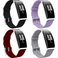 Homsta Replacement Woven Canvas Fabric Watch Band Strap Compatible with Fitbit Inspire/Inspire HR (4PC)
