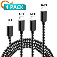 my-handy-design iPhone Charger, 4 Pack 3FT 6FT 6FT 10FT Extra Long Nylon Braided USB Fast Charging& Syncing Cord Compatible iPhone Charger Xs MAX XR X 8 8 Plus 7 7 Plus 6s Plu(Black/White)