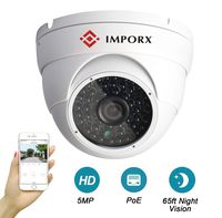 IMPORX 5MP Outdoor POE IP Camera, Waterproof Security Dome Camera, H.265 ONVIF Camera, One-Way Audio, Support P2P, 65ft IR Night Vision (5MP)