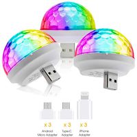 USB Mini Disco Ball Light, TINGOBABY 3 Packs Stage DJ Lights,Party Lights with USB Port Power Car USB Atmosphere Light for Kid's Birthday Parties,Disco and Home
