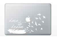 WHITE Dare to Dream Feather Turning into a Flock of Birds Quote Vinyl Decal Stickers for MacBook Laptop Car Love Forever Birds Always Relationships Feathers Peace Tough Strength Strong Strength Hope Inspiration Dreamer Love Bird Flying