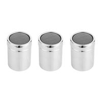 OUNONA 3pcs Stainless Steel Cooking Dredges Seasoning Pepper Shaker Spice Dispenser Sugar Powder Cocoa Flour Seasoning Spice Tools Size M