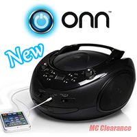 ONN CD/AM/FM Portable Boombox ONA16AA005 with 3.5mm Auxiliary Line-in Jack for MP3 Players - Black