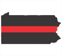 Pennsylvania thin red line 3.8x6.8 inches flag honoring our men & women of law enforcement and Fire Fighters USA america symbol sticker decal die cut vinyl - Made and Shipped in USA