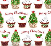 Christmas Cupcakes Heavy Embossed Gift Wrapping Paper -26"x 30' Roll