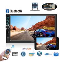 Upgraded 2 din Car Stereo - Camecho 7" inch Touch Screen in Dash Car Radio Video Multimedia Player MP5 Player TF USB FM Radio with iOS/Android Mirror Link Remote Control & Steering Wheel Control