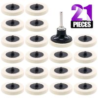 Swpeet 20Pcs Roloc Style 2" Compressed Wool Fabric QC Disc Polishing Buffing Pads Wheels with 1Pcs 2" Roloc Disc Pad Holder with 1/4" Shank Perfect for Polishing and Buffing Projects