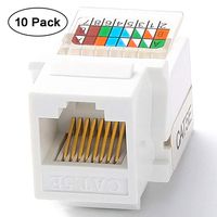 CAT5E RJ45 Keystone Jack [UL Listed] Unshielded Tool-Less Keystone Punch-Down Stand and 90-Degree with Color Coded Wiring Schema for Wall Plate Outlet Panel (White, 10 Pack)