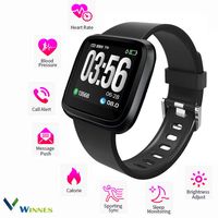 Sport Watch,Winnes 1.3inch Touch Screen Fitness Health Tracker Smart Watch Sports Bracelet - Calories Pedometer Heart Rate Blood Pressure Sleep Monitor Call,SMS Gift for Men Women Android&iOS (Black)